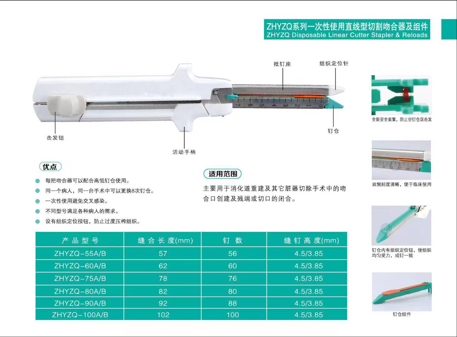 一次性使用直线型切割吻合器及组件，直线切割